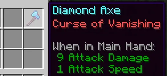 minecraft curse of vanishing axe
