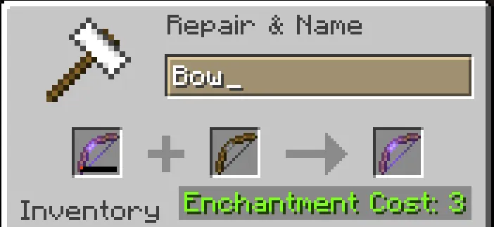 minecraft repair an enchanted bow with anvil