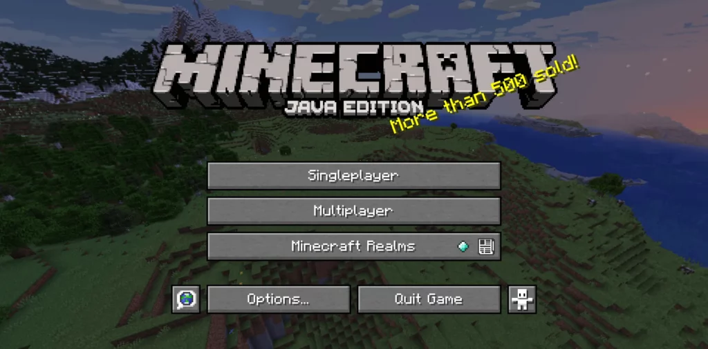 minecraft starting menu