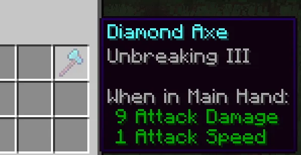 minecraft unbreaking 3 axe