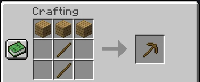 minecraft wooden pickaxe crafting