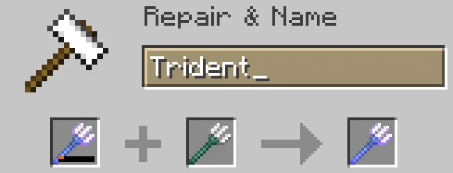 repair an enchanted trident with anvil